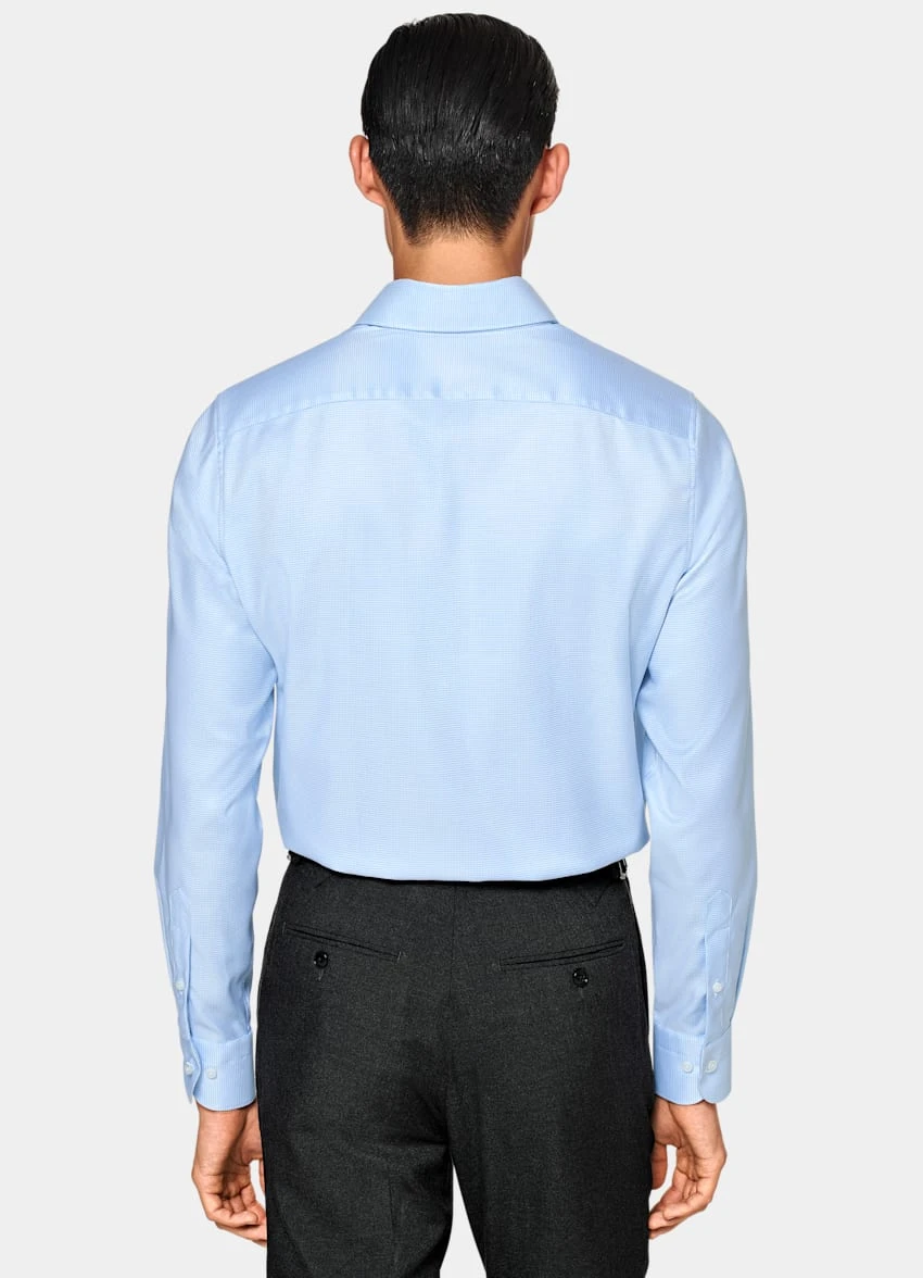 Light Blue Houndstooth Twill Slim Fit Shirt 5 Light Blue Houndstooth Twill Slim Fit Shirt - Image 5