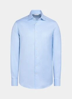 Light Blue Houndstooth Twill Slim Fit Shirt 15 Light Blue Houndstooth Twill Slim Fit Shirt -Suit Supply H6892 25