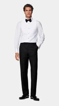 White Piqué Tailored Fit Tuxedo Shirt