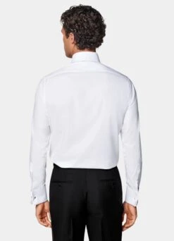 White Piqué Tailored Fit Tuxedo Shirt -Suit Supply H7095 105