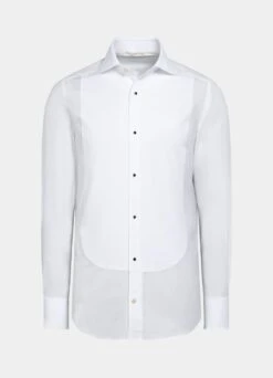 White Piqué Tailored Fit Tuxedo Shirt -Suit Supply H7095 25