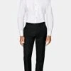 White Plissé Tailored Fit Tuxedo Shirt