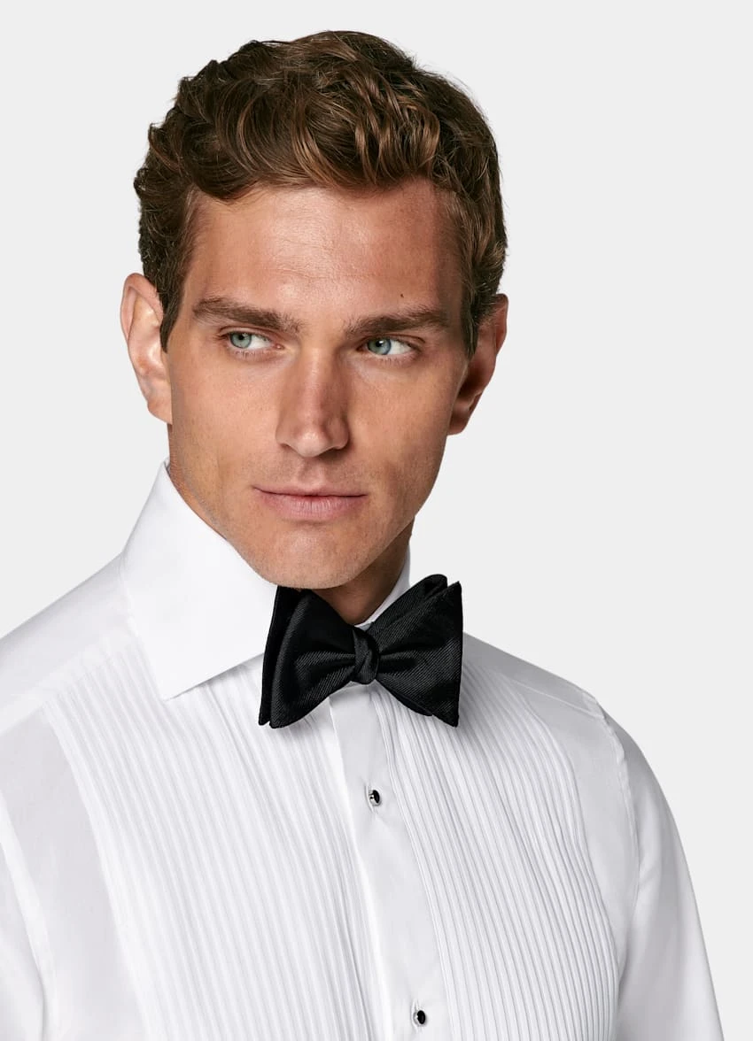 White Plissé Tailored Fit Tuxedo Shirt 2 White Plissé Tailored Fit Tuxedo Shirt - Image 2