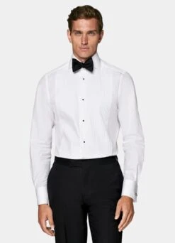 White Plissé Tailored Fit Tuxedo Shirt 11 White Plissé Tailored Fit Tuxedo Shirt -Suit Supply H7096 102