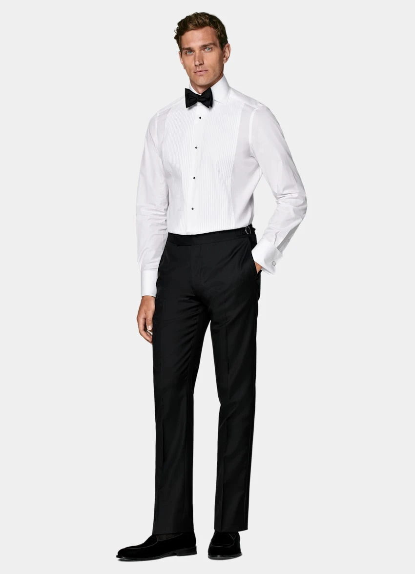 White Plissé Tailored Fit Tuxedo Shirt 5 White Plissé Tailored Fit Tuxedo Shirt - Image 5