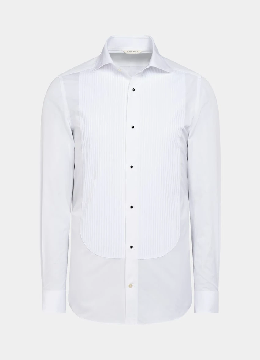 White Plissé Tailored Fit Tuxedo Shirt 9 White Plissé Tailored Fit Tuxedo Shirt - Image 9