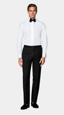 White Twill Tailored Fit Tuxedo Shirt