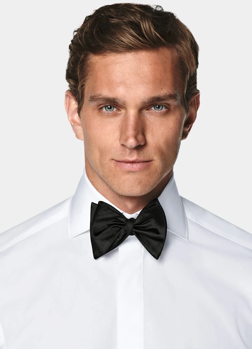 White Twill Tailored Fit Tuxedo Shirt 2 White Twill Tailored Fit Tuxedo Shirt - Image 2