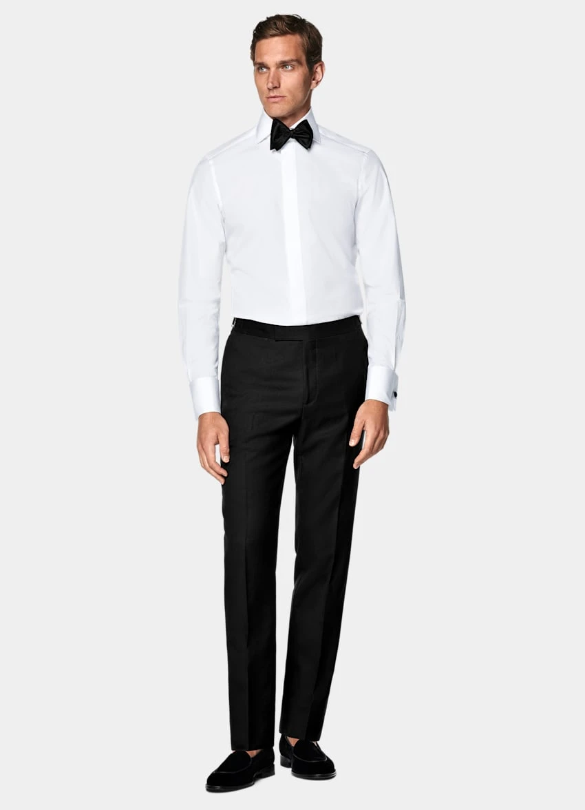 White Twill Tailored Fit Tuxedo Shirt 5 White Twill Tailored Fit Tuxedo Shirt - Image 5