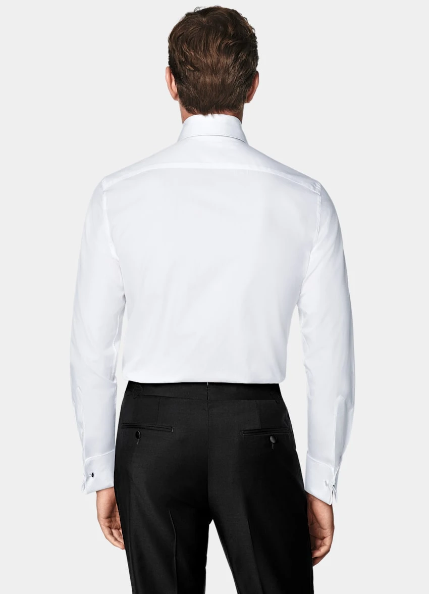 White Twill Tailored Fit Tuxedo Shirt 6 White Twill Tailored Fit Tuxedo Shirt - Image 6