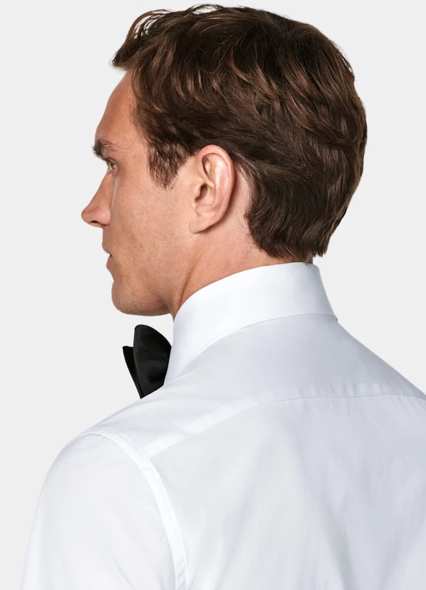 White Twill Tailored Fit Tuxedo Shirt 7 White Twill Tailored Fit Tuxedo Shirt - Image 7