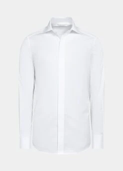 White Twill Tailored Fit Tuxedo Shirt 17 White Twill Tailored Fit Tuxedo Shirt -Suit Supply H7097 25