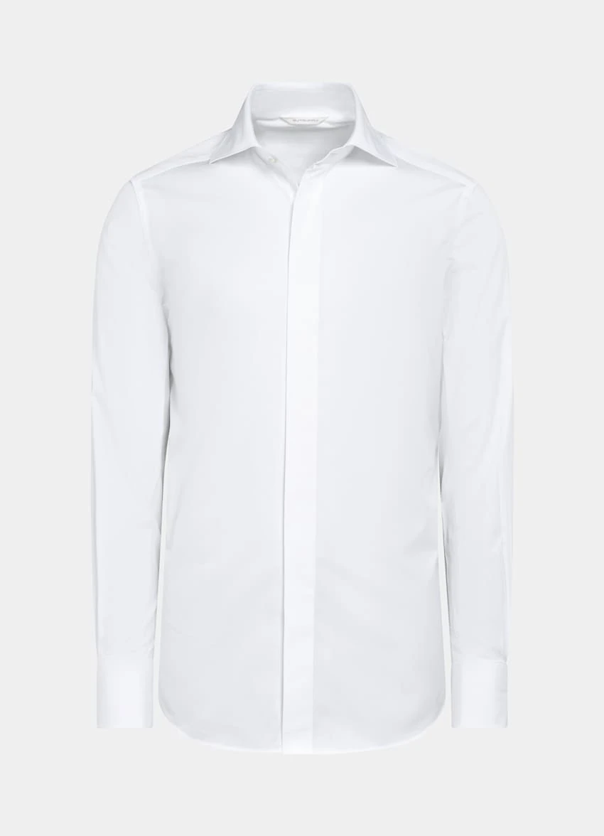 White Twill Tailored Fit Tuxedo Shirt 9 White Twill Tailored Fit Tuxedo Shirt - Image 9