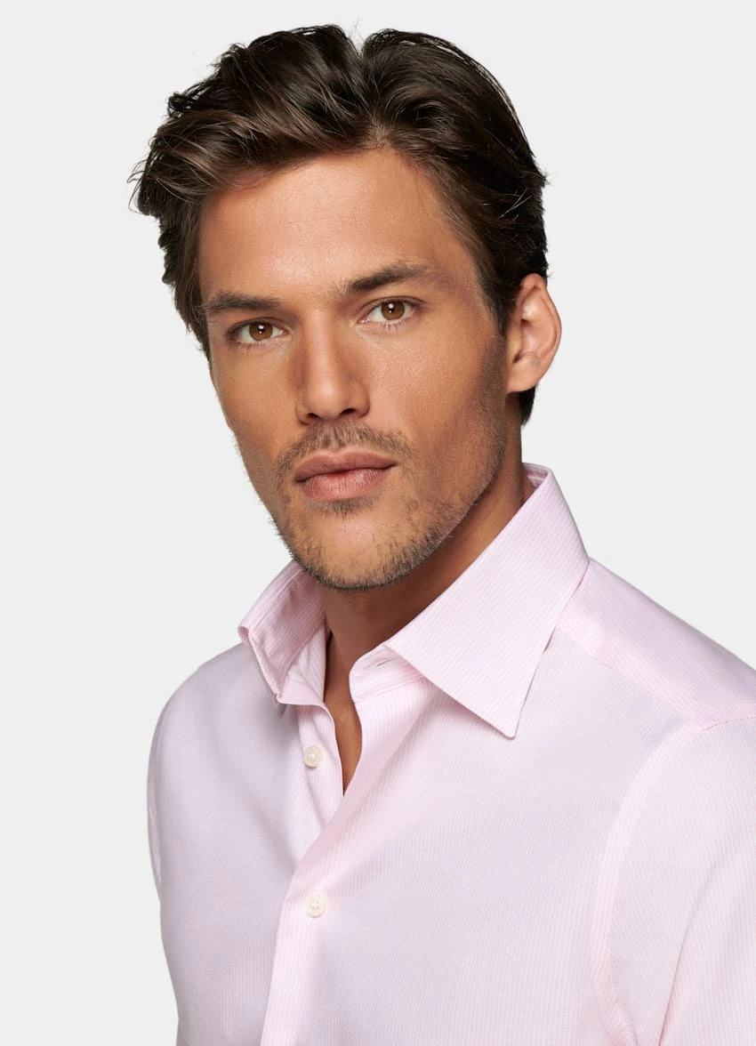 Pink Striped Oxford Slim Fit Shirt 1 Pink Striped Oxford Slim Fit Shirt