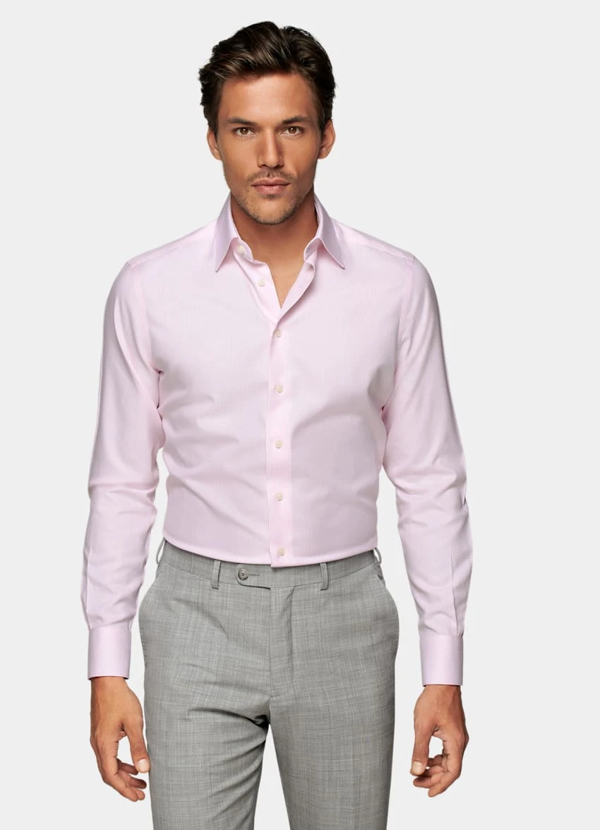 Pink Striped Oxford Slim Fit Shirt 2 Pink Striped Oxford Slim Fit Shirt - Image 2