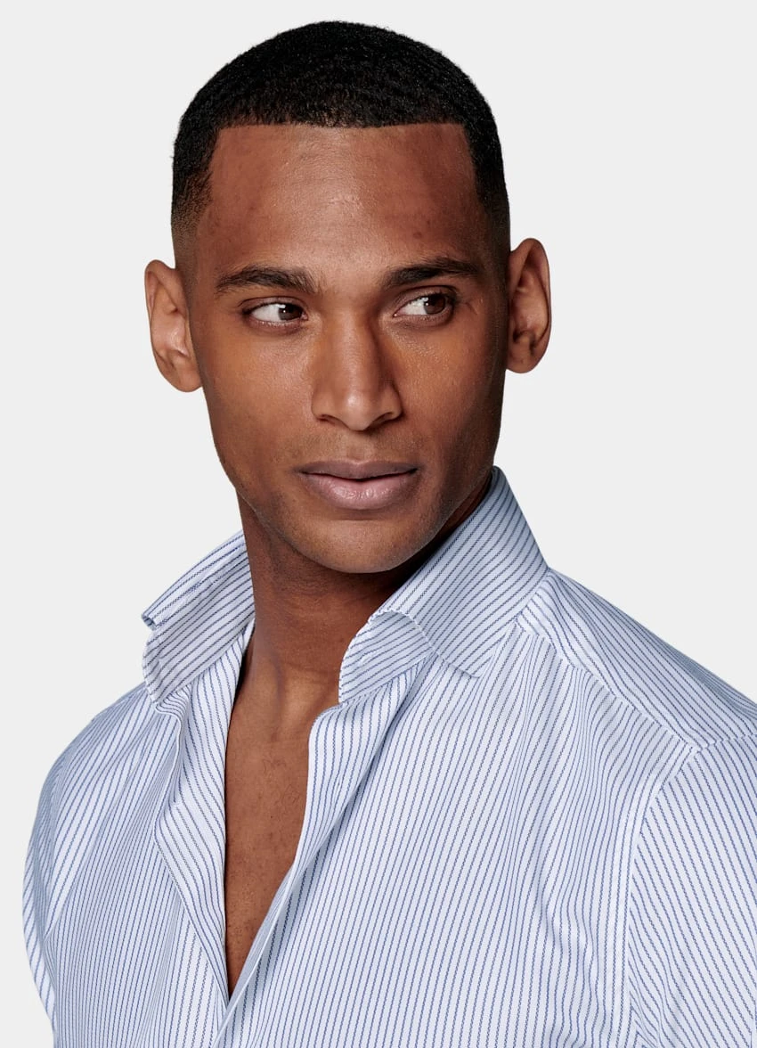 Navy Striped Royal Oxford Slim Fit Shirt 1 Navy Striped Royal Oxford Slim Fit Shirt