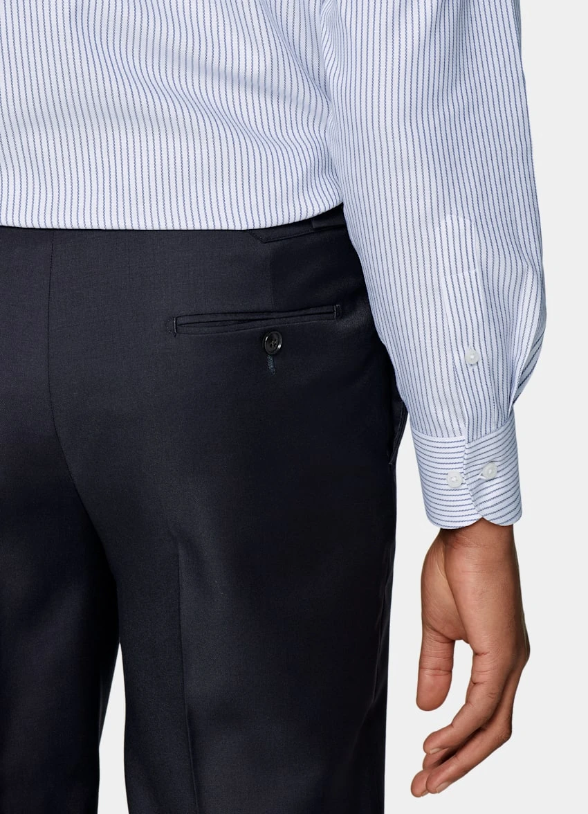 Navy Striped Royal Oxford Slim Fit Shirt 3 Navy Striped Royal Oxford Slim Fit Shirt - Image 3