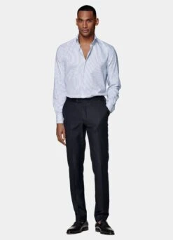 Navy Striped Royal Oxford Slim Fit Shirt 11 Navy Striped Royal Oxford Slim Fit Shirt -Suit Supply H9309 104