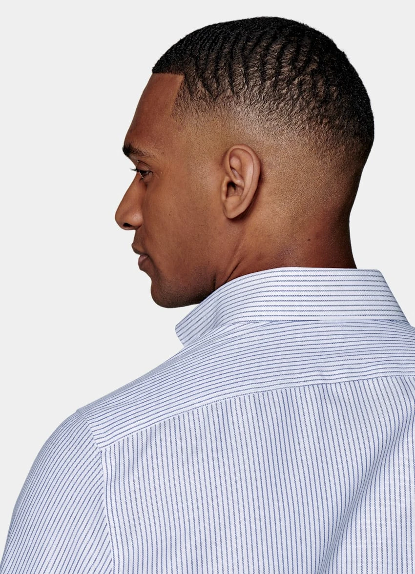 Navy Striped Royal Oxford Slim Fit Shirt 6 Navy Striped Royal Oxford Slim Fit Shirt - Image 6