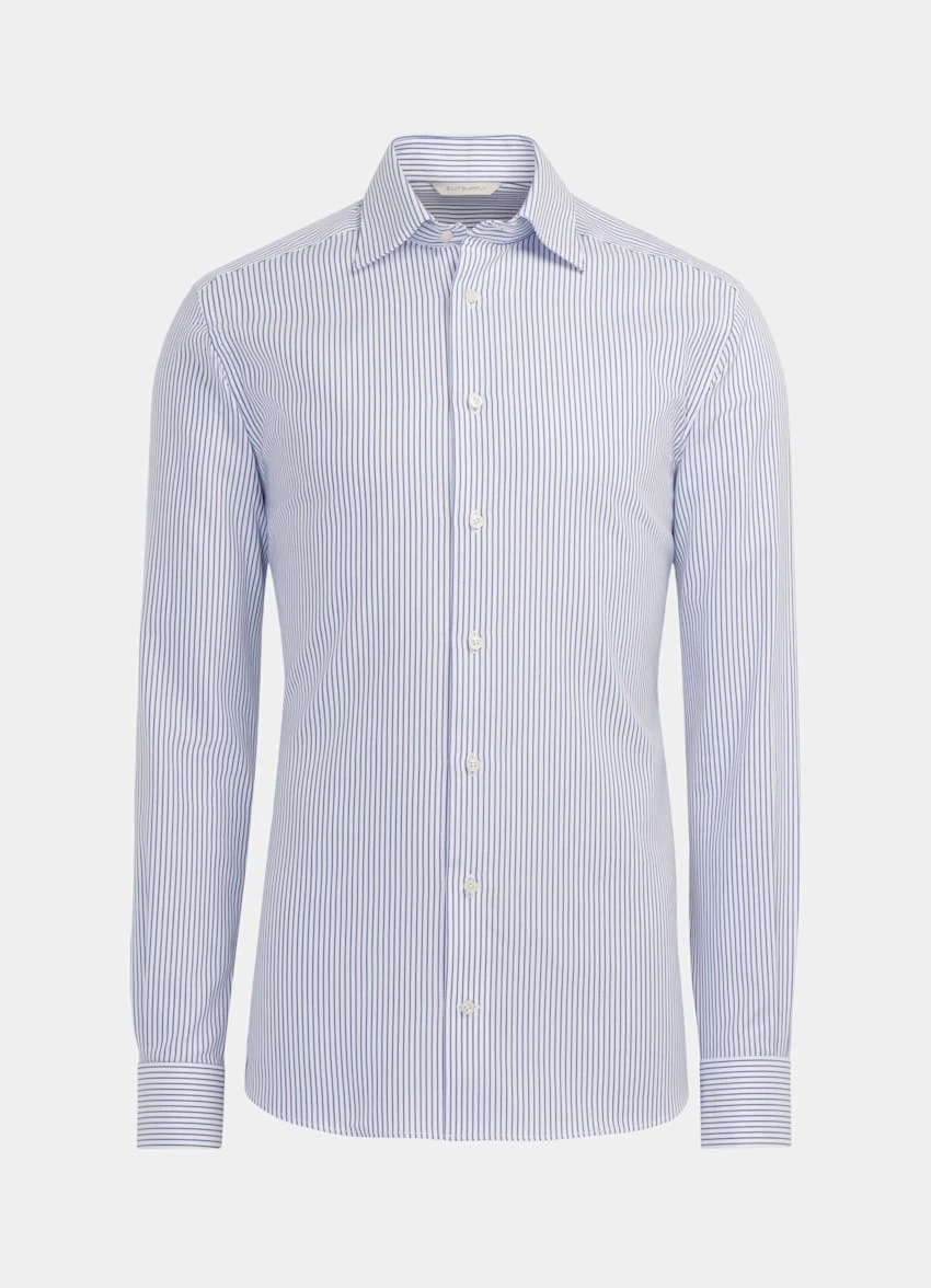 Navy Striped Royal Oxford Slim Fit Shirt 8 Navy Striped Royal Oxford Slim Fit Shirt - Image 8