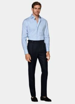 Mid Blue Striped Twill Extra Slim Fit Shirt 11 Mid Blue Striped Twill Extra Slim Fit Shirt -Suit Supply H9318ESF 104