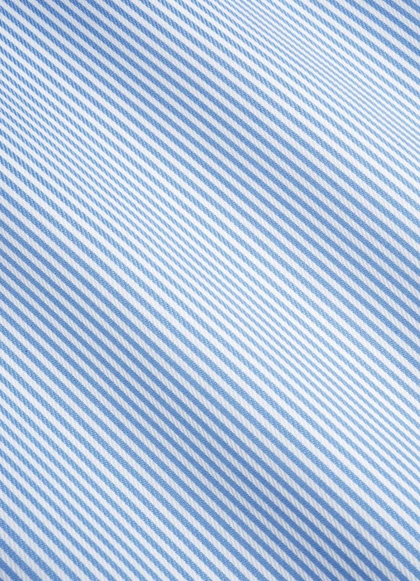 Mid Blue Striped Twill Extra Slim Fit Shirt 7 Mid Blue Striped Twill Extra Slim Fit Shirt - Image 7