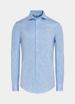 Mid Blue Striped Twill Extra Slim Fit Shirt 15 Mid Blue Striped Twill Extra Slim Fit Shirt -Suit Supply H9318ESF 25