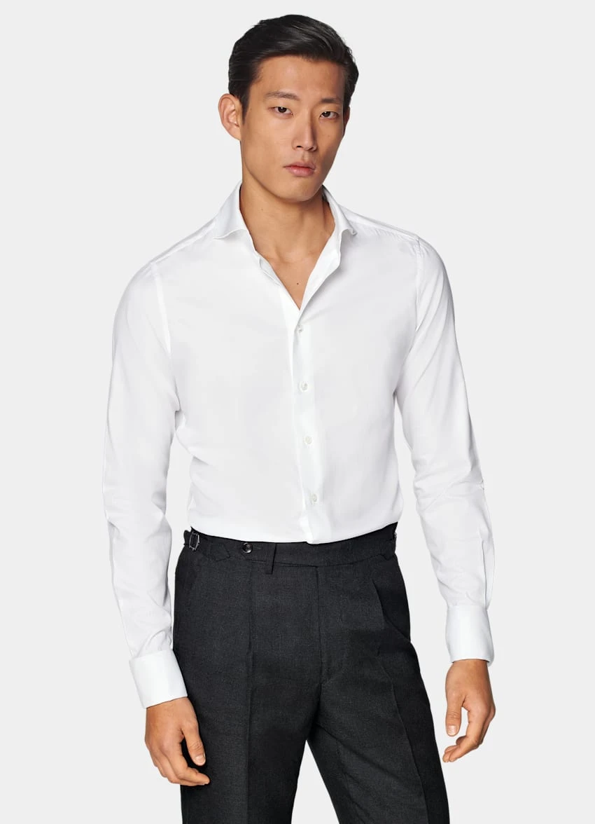 White Double Cuff Slim Fit Shirt 2 White Double Cuff Slim Fit Shirt - Image 2