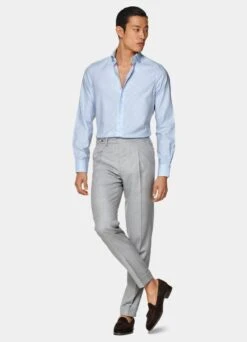 Light Blue Striped Oxford Extra Slim Fit Shirt -Suit Supply H9408ESF 124