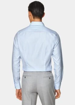Light Blue Striped Oxford Extra Slim Fit Shirt -Suit Supply H9408ESF 125