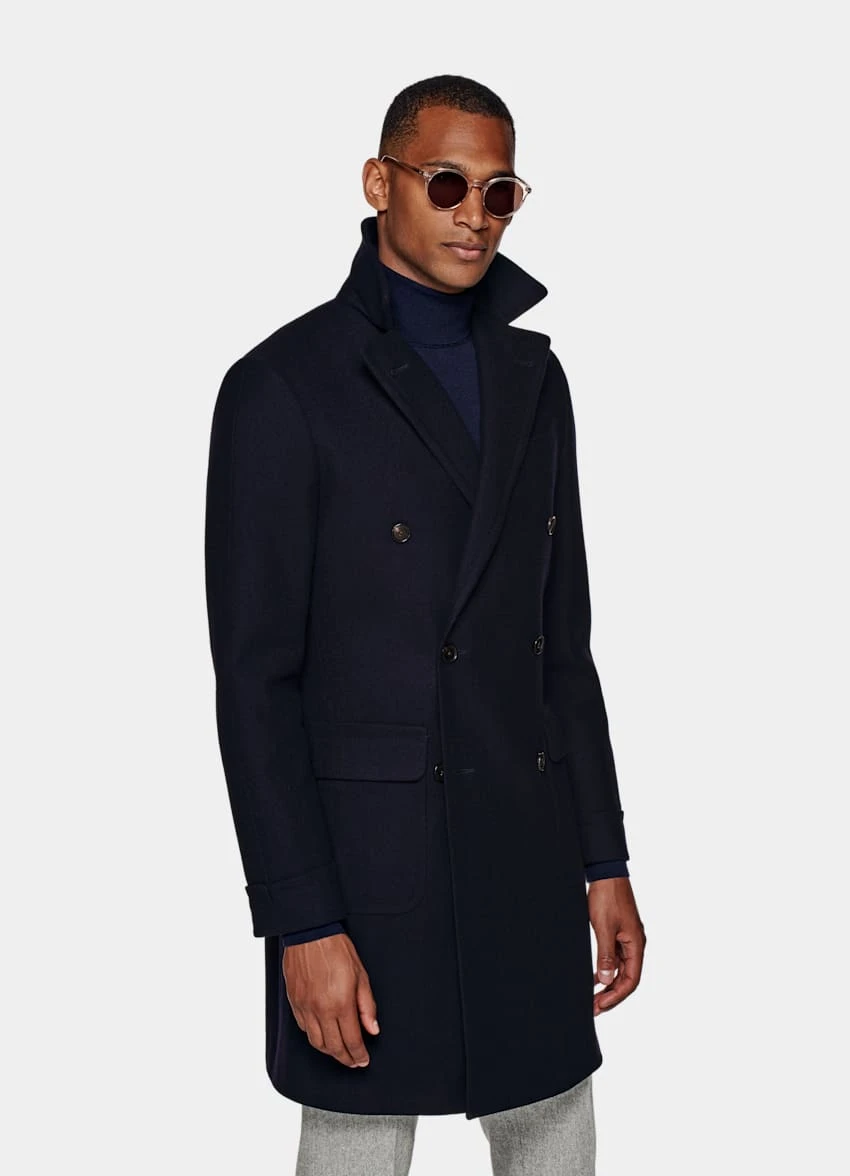 Navy Herringbone Polo Coat 2 Navy Herringbone Polo Coat - Image 2