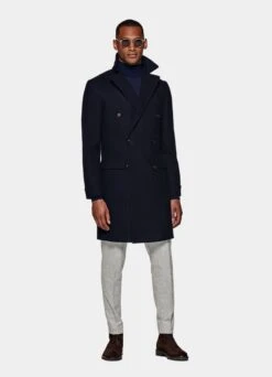 Navy Herringbone Polo Coat 12 Navy Herringbone Polo Coat -Suit Supply J826 104