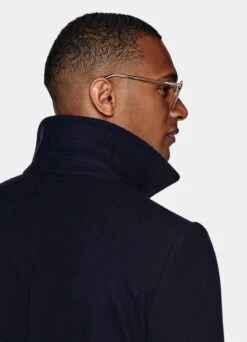 Navy Herringbone Polo Coat 13 Navy Herringbone Polo Coat -Suit Supply J826 105