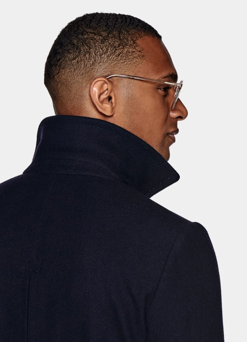 Navy Herringbone Polo Coat 5 Navy Herringbone Polo Coat - Image 5