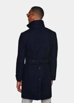 Navy Herringbone Polo Coat 14 Navy Herringbone Polo Coat -Suit Supply J826 106