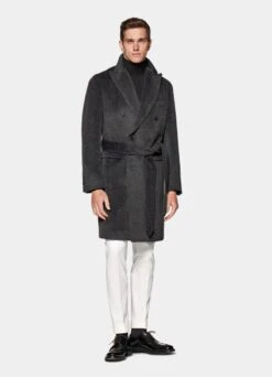 Dark Grey Belted Overcoat 12 Dark Grey Belted Overcoat -Suit Supply J920 104