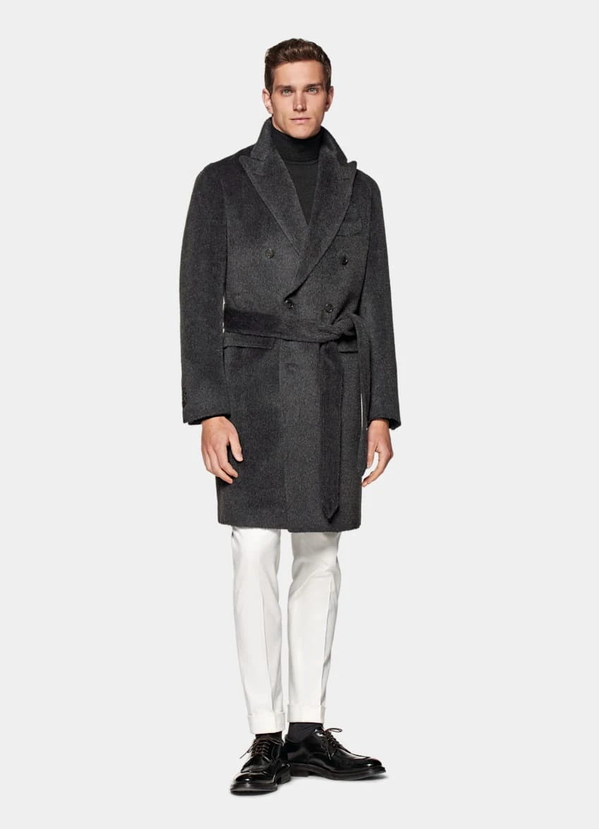 Dark Grey Belted Overcoat 4 Dark Grey Belted Overcoat - Image 4