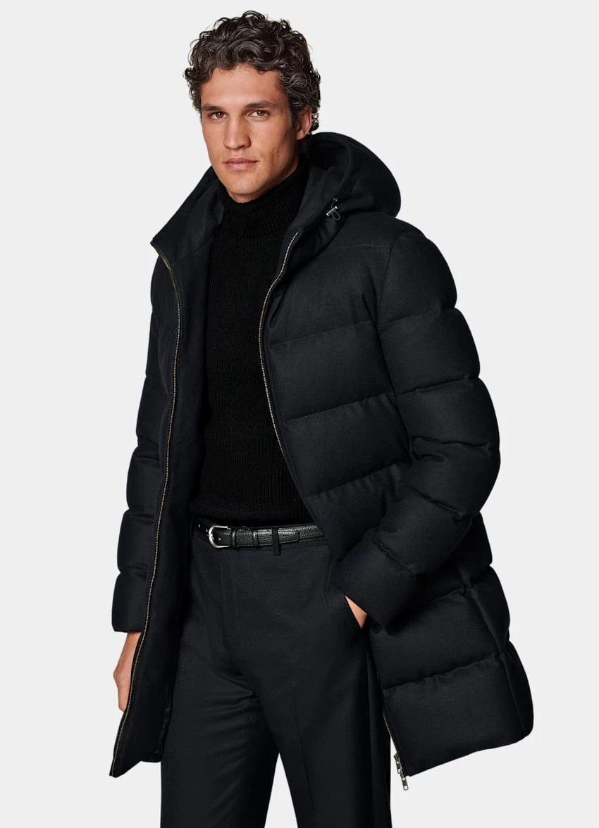 Navy Long Down Jacket 2 Navy Long Down Jacket - Image 2