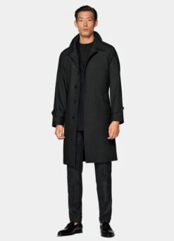 Dark Grey Belted Trench Coat -Suit Supply J942 104