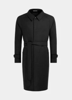 Dark Grey Belted Trench Coat -Suit Supply J942 25