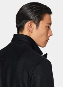 Navy Herringbone Belted Overcoat -Suit Supply J963 106