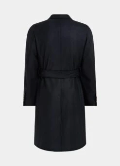 Navy Herringbone Belted Overcoat -Suit Supply J963 26