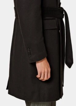 Dark Brown Belted Overcoat -Suit Supply J964 103