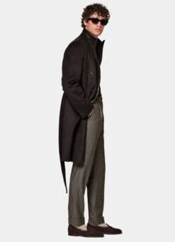 Dark Brown Belted Overcoat -Suit Supply J964 104