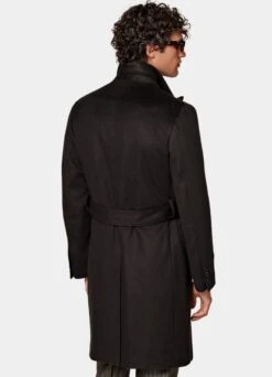 Dark Brown Belted Overcoat -Suit Supply J964 105