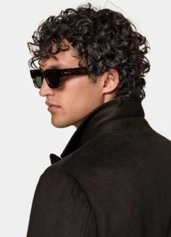 Dark Brown Belted Overcoat -Suit Supply J964 106