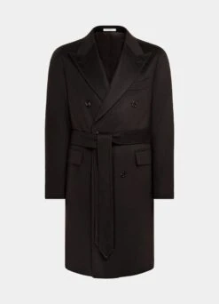 Dark Brown Belted Overcoat -Suit Supply J964 25