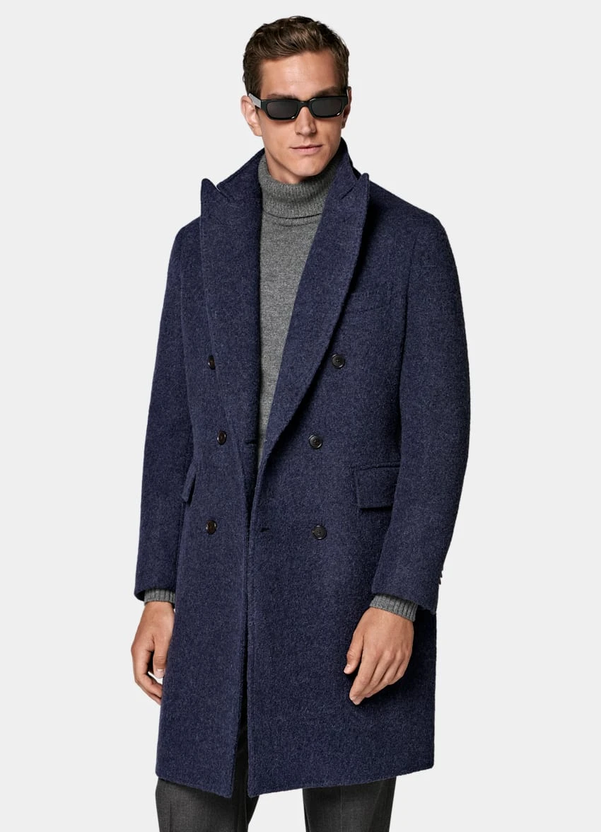 Mid Blue Belted Overcoat 2 Mid Blue Belted Overcoat - Image 2