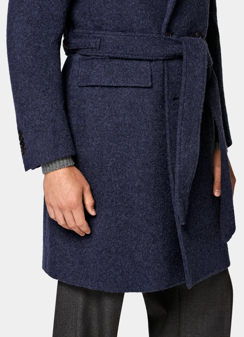 Mid Blue Belted Overcoat 3 Mid Blue Belted Overcoat - Image 3