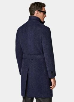 Mid Blue Belted Overcoat 12 Mid Blue Belted Overcoat -Suit Supply J965 105